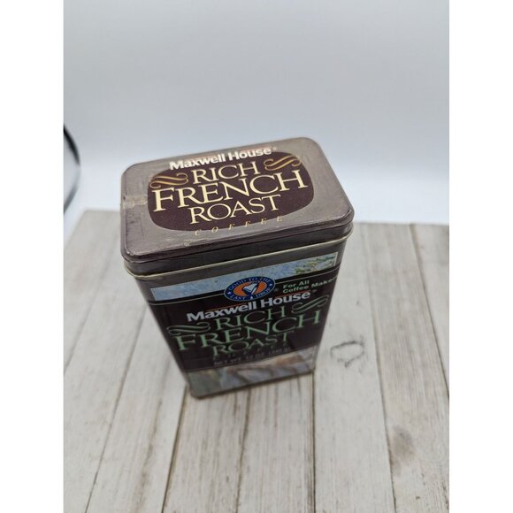 Vintage Maxwell House Rich French Roast Coffee Metal Tin Paris scene 1993 Sealed - Picture 2 of 5